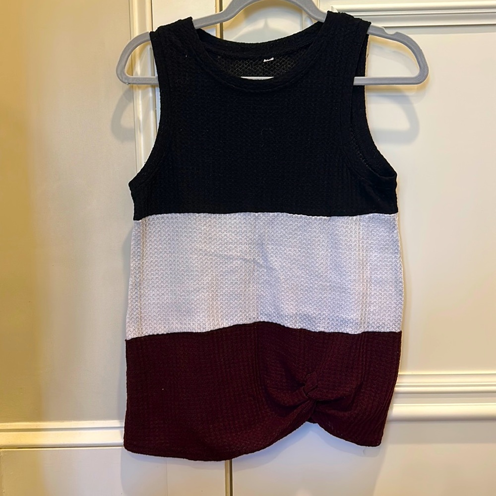 AUSELILY Womens Sleeveless Cute Twist Knot Waffle Knit Casual Tank Top Small - Picture 3 of 6